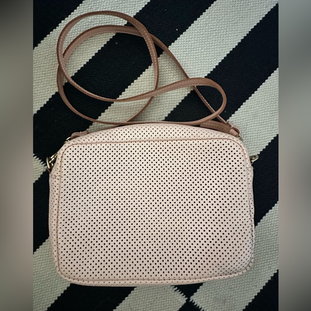 Clare V Ballet Pink Perforated Leather Midi Sac